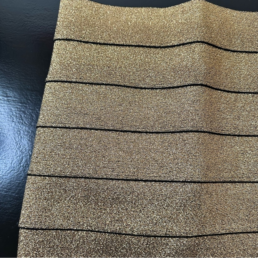 Pleasure Doing Business Gold and Black Pencil Skirt - Picture 2 of 8